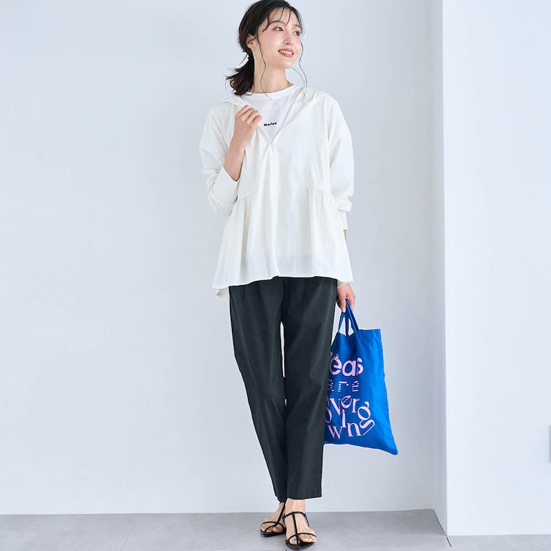 モデル身長168.5cm／M・股下66cm ※写真は撮影用のため股下+6cmになります。ブラック着用