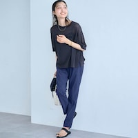 モデル身長168.5cm／M・股下66cm ※写真は撮影用のため股下+6cmになります。ブルー着用