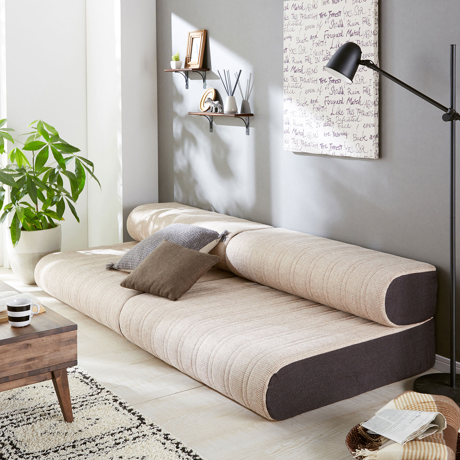 【ベルメゾン】奥行ゆったり!ローソファーベッド