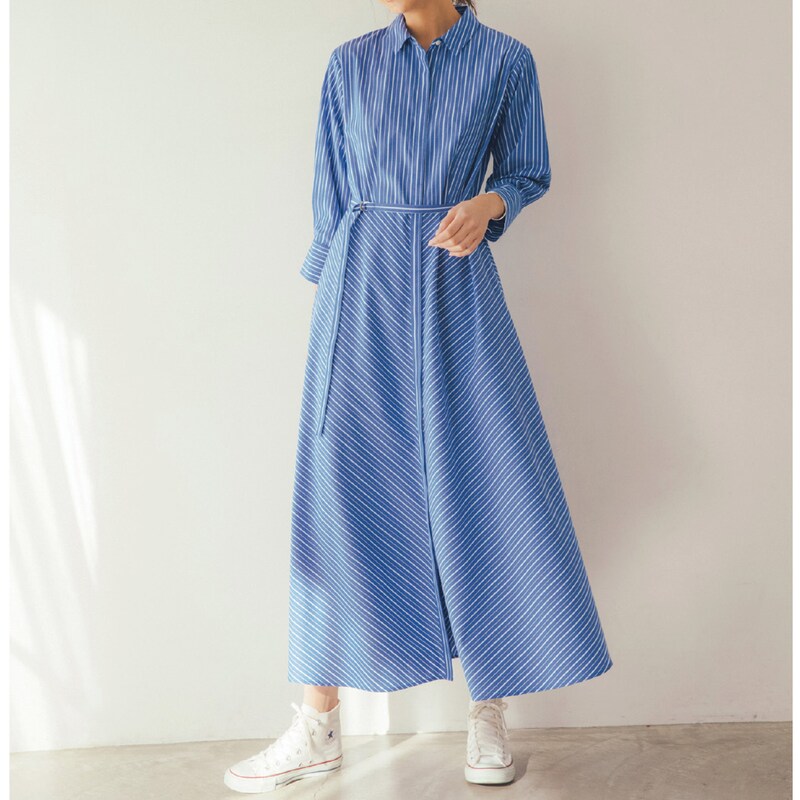 ストライプシャツロングワンピース 骨格診断 ストレート 通販のベルメゾンネット