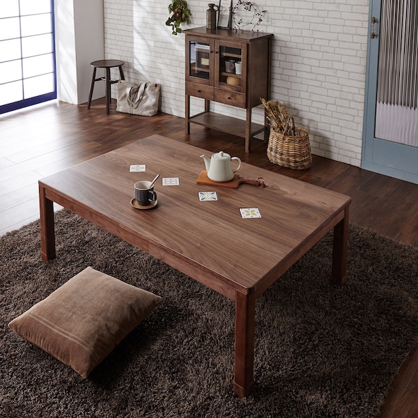 【ベルメゾン】珪藻土タイルがはめ込まれた継脚こたつテーブル