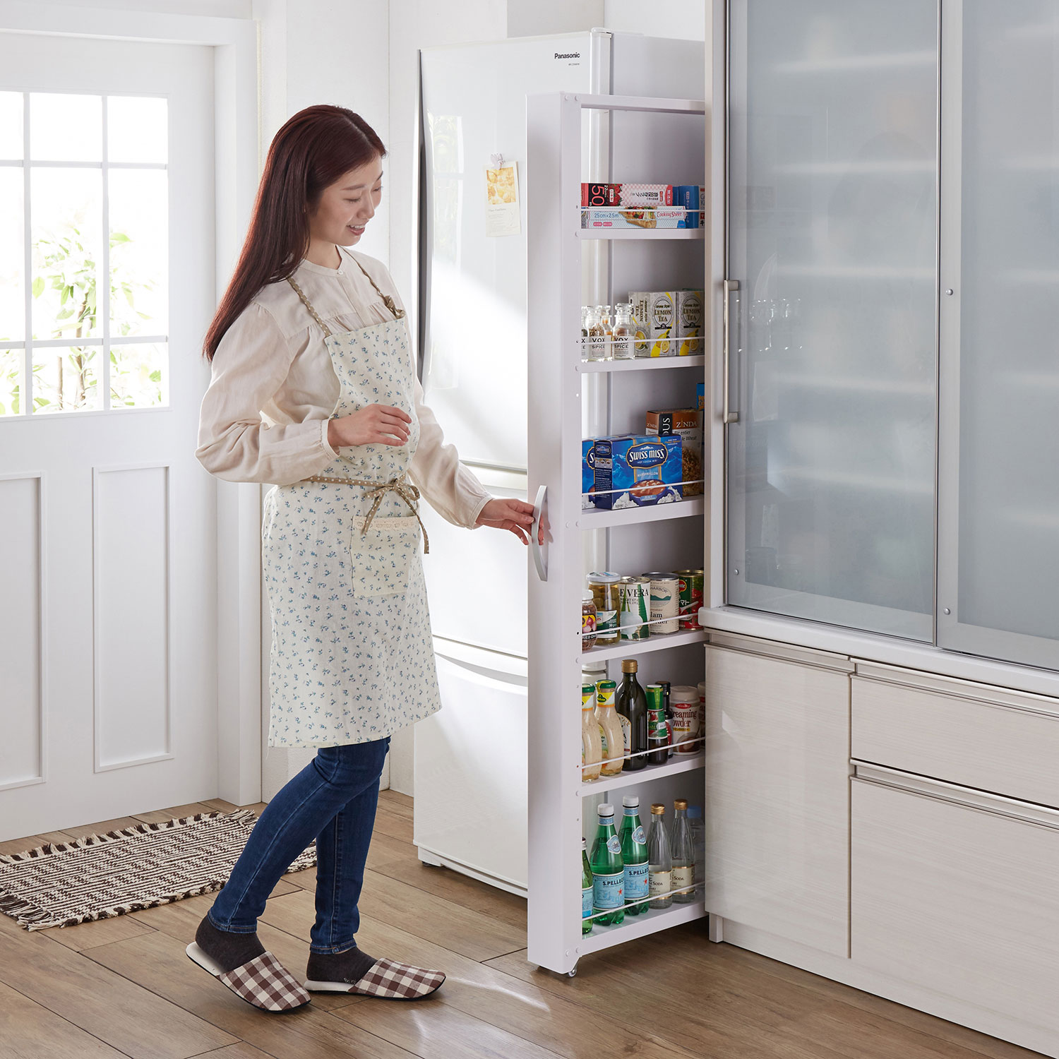 【ベルメゾン】極薄のスチール製キッチン・サニタリー隙間収納ワゴン