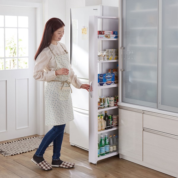 【ベルメゾン】極薄のスチール製キッチン・サニタリー隙間収納ワゴン