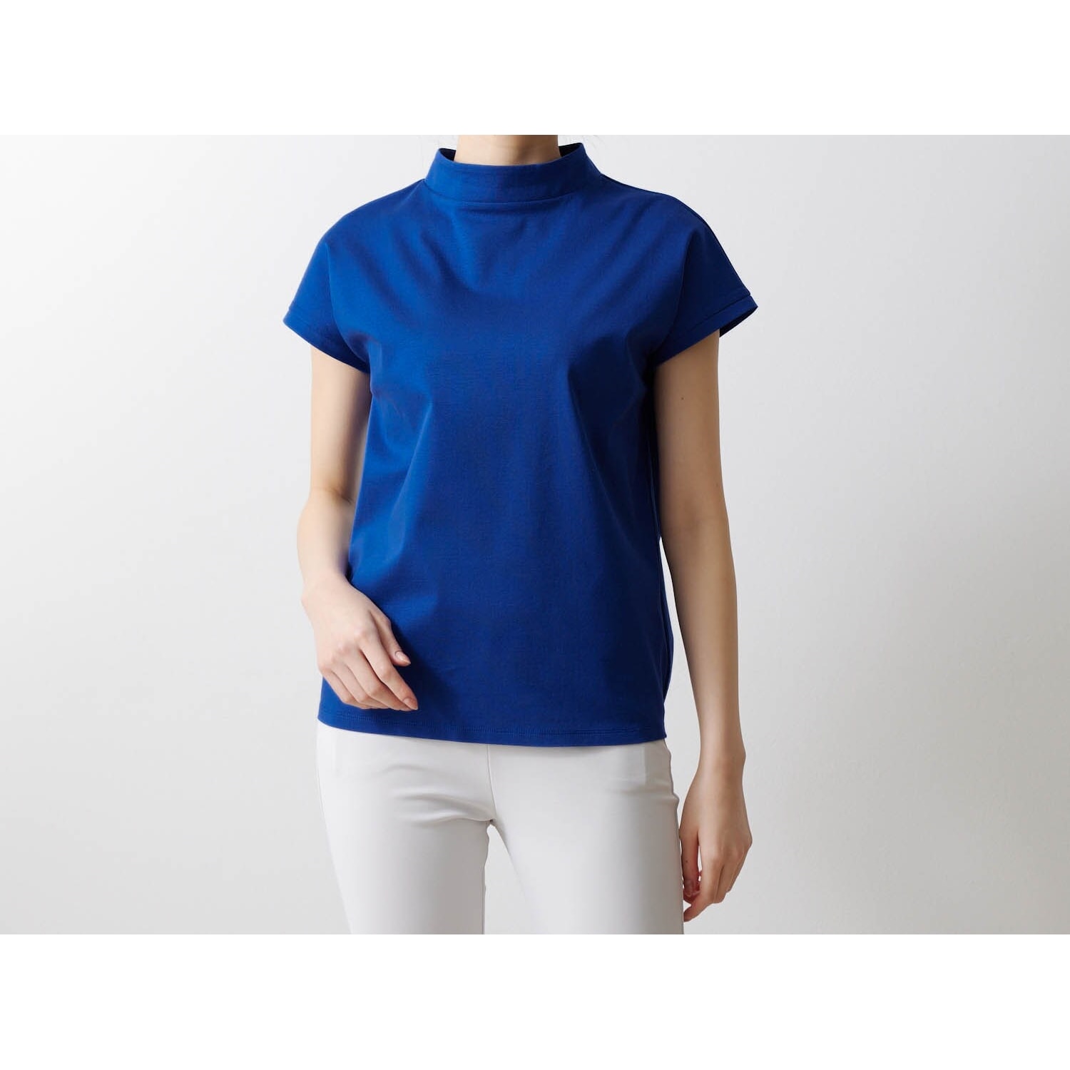 シルケットコットンハイネックTシャツ【接触冷感】 シルケットコットンハイネックTシャツ【接触冷感】