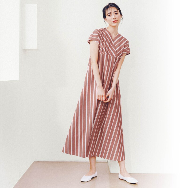 モニター人気 ストライプロングワンピース 通販のベルメゾンネット