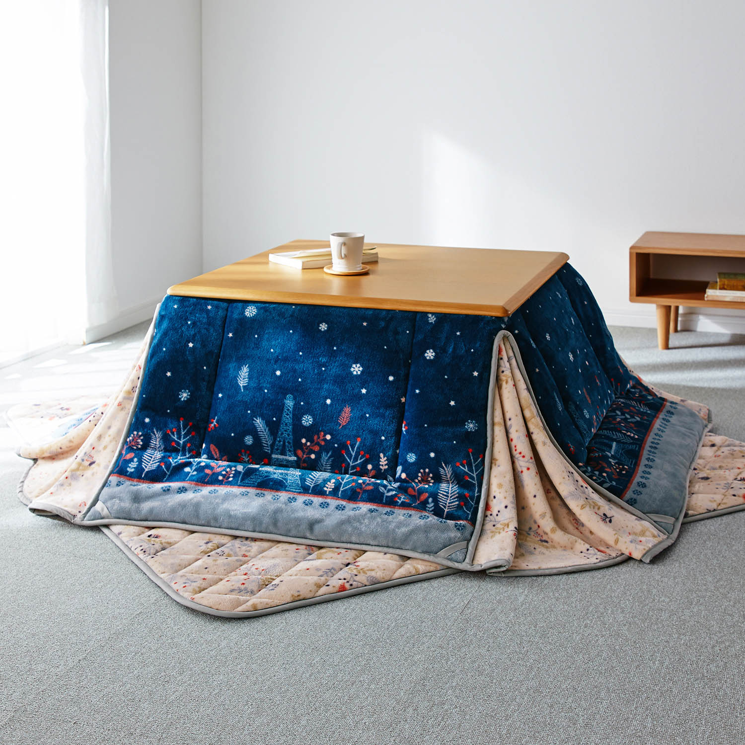 最新作 ディズニー 長方形 標準 ベルメゾン パッチワークプリントこたつ掛け敷きセット こたつ布団セット Reachahand Org