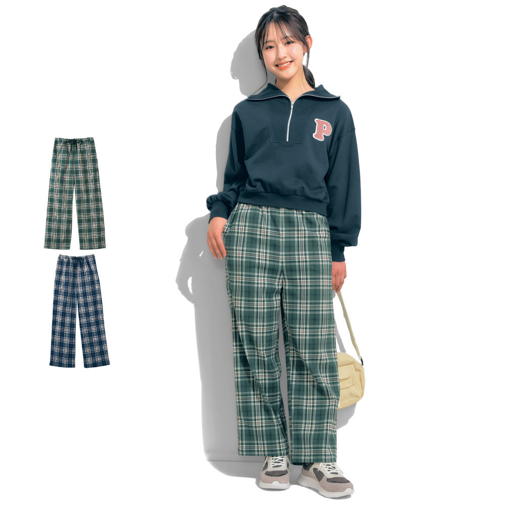 【パペル ラピス/Papel lapiz】チェックゆるワイドパンツ 【子供服 子供ズボン】