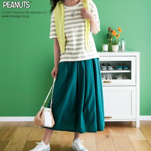 【ピーナッツ/PEANUTS】「スヌーピー」綿ドロップショルダーTシャツ