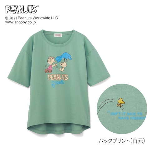 「スヌーピー」綿ドロップショルダーＴシャツ