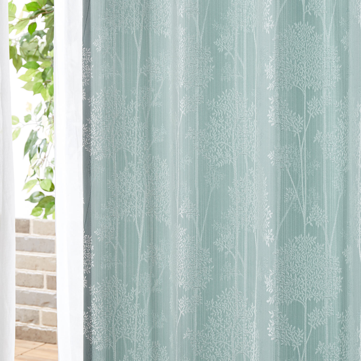 【ベルメゾン】【99サイズ】 繊細なジャカード織カーテン「ツリー」
