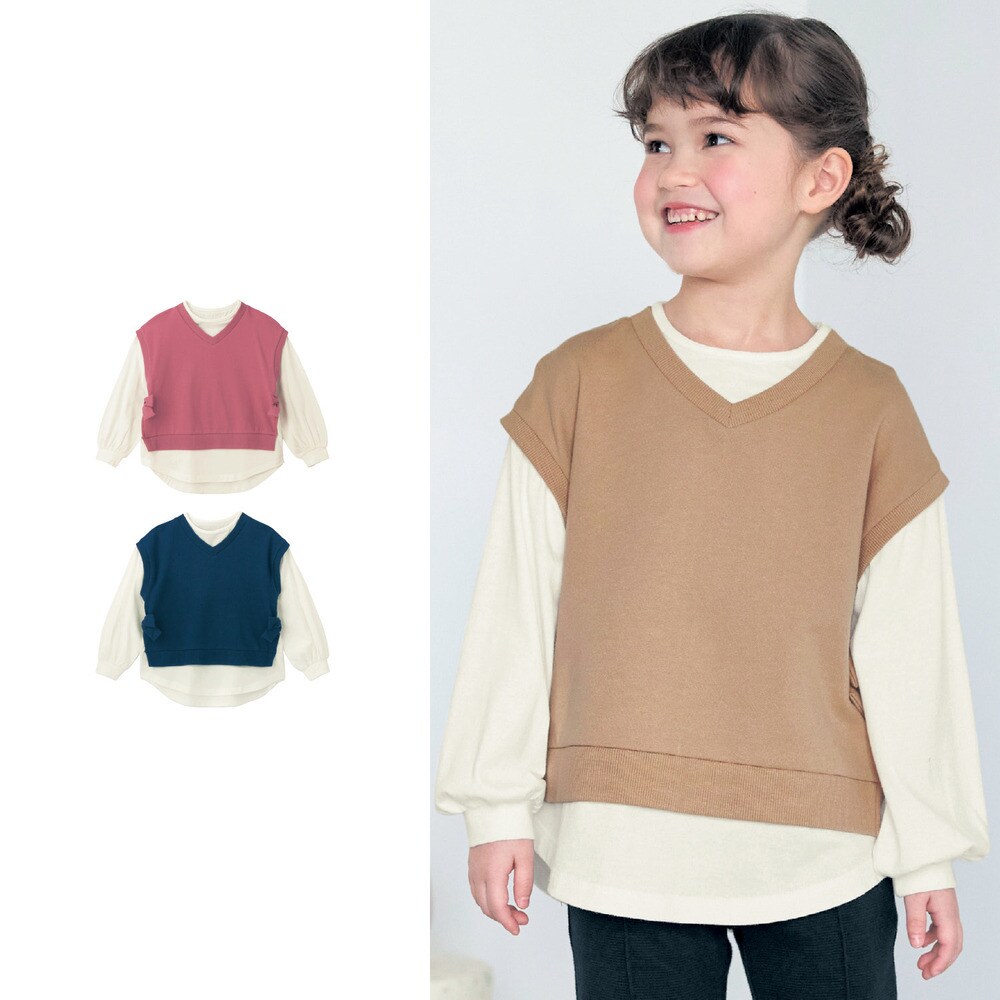 【ジータ/GITA】親子でリンクベストドッキング長袖プルオーバー 【子供服 きょうだいリンク】