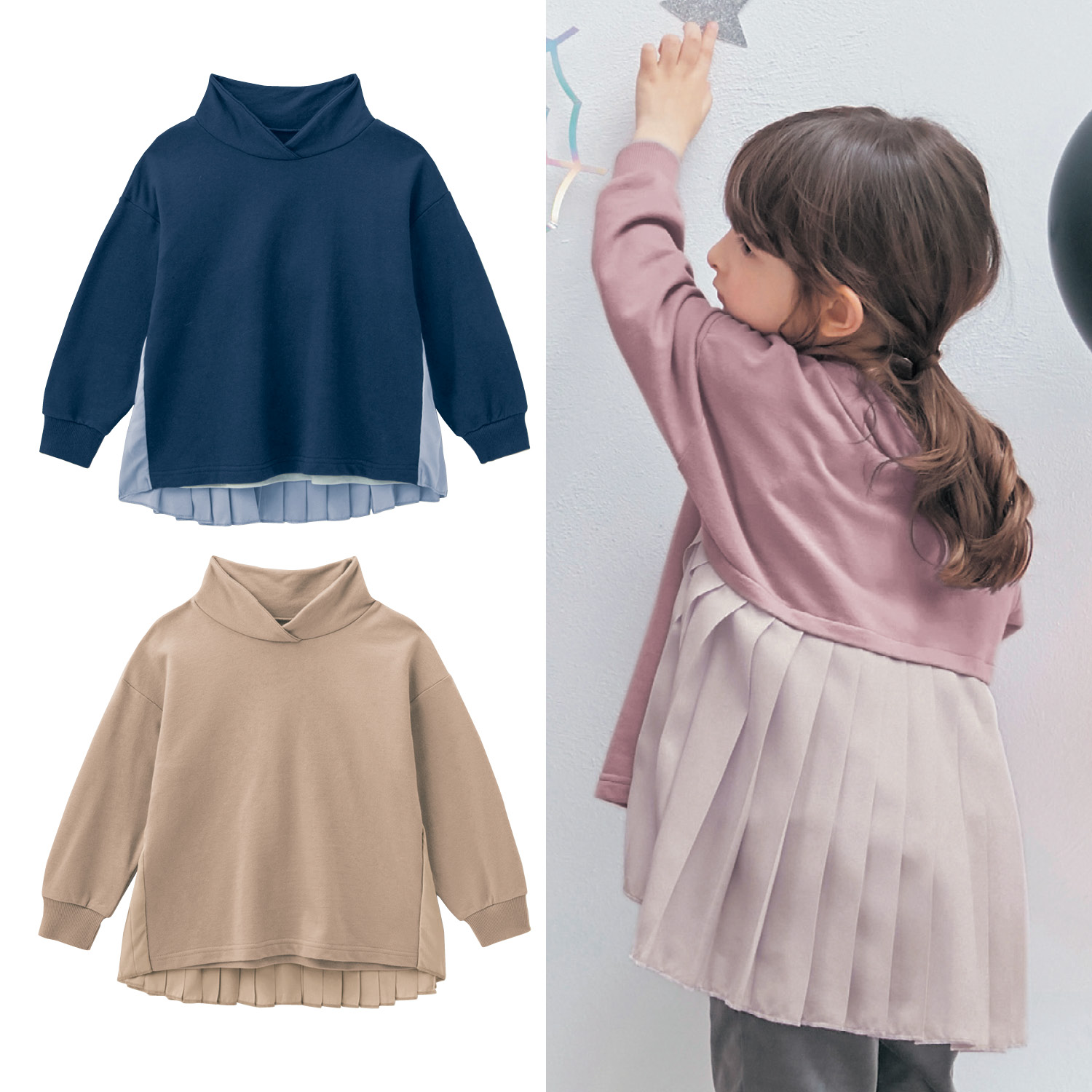 フード風襟バックプリーツパーカプルオーバー 女の子 子供服 通販のベルメゾンネット フード風襟バックプリーツパーカプルオーバー 女の子 子供服 通販のベルメゾンネット