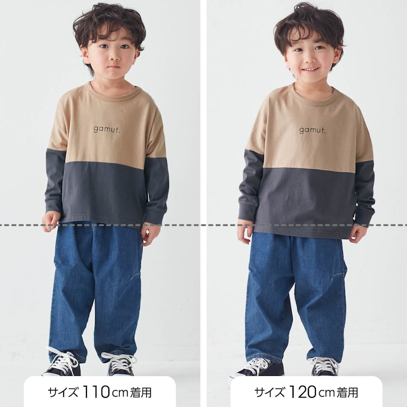 サイズ別着用比較／モデル身長107cm