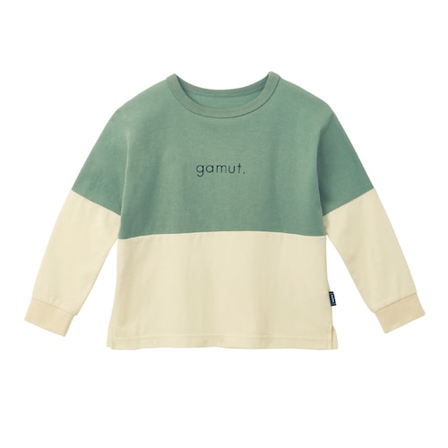 ニュアンスカラー切替ロゴ長袖Tシャツ 【子供服】