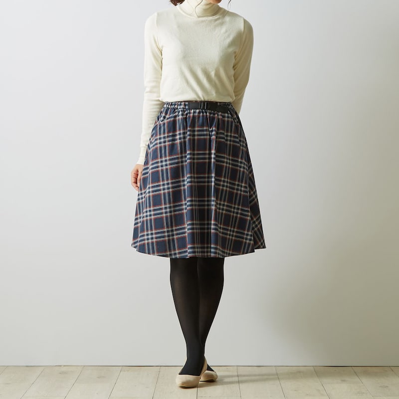 ネイビーチェック／着用サイズ：160/160サイズはママにもOK◎親子お揃いにも