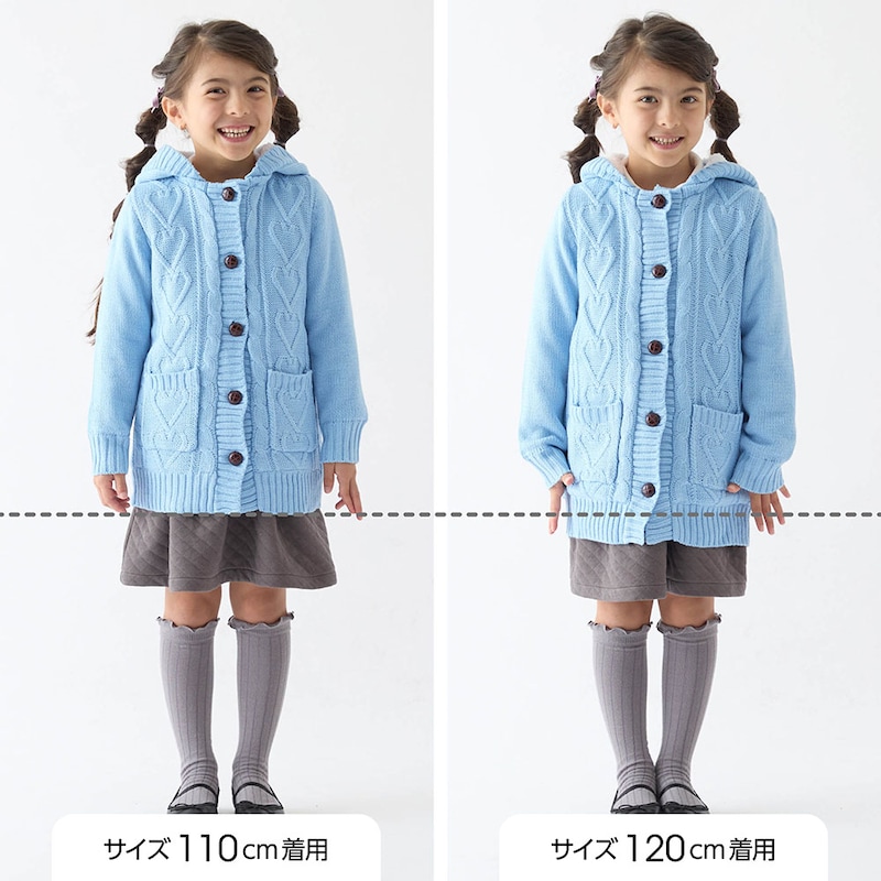 サイズ別着用比較／モデル身長114cm