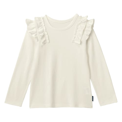 肩フリル長袖Tシャツ