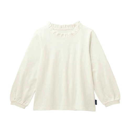 襟フリル長袖Ｔシャツ 【子供服 無地】