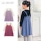 バックリボンカットソードッキングワンピース 【子供服 長袖】