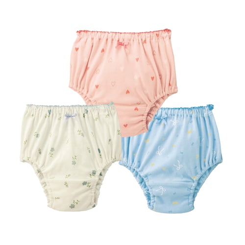 前コッチ選べるガーリープリント綿素材ショーツ3柄セット 【子供インナー】