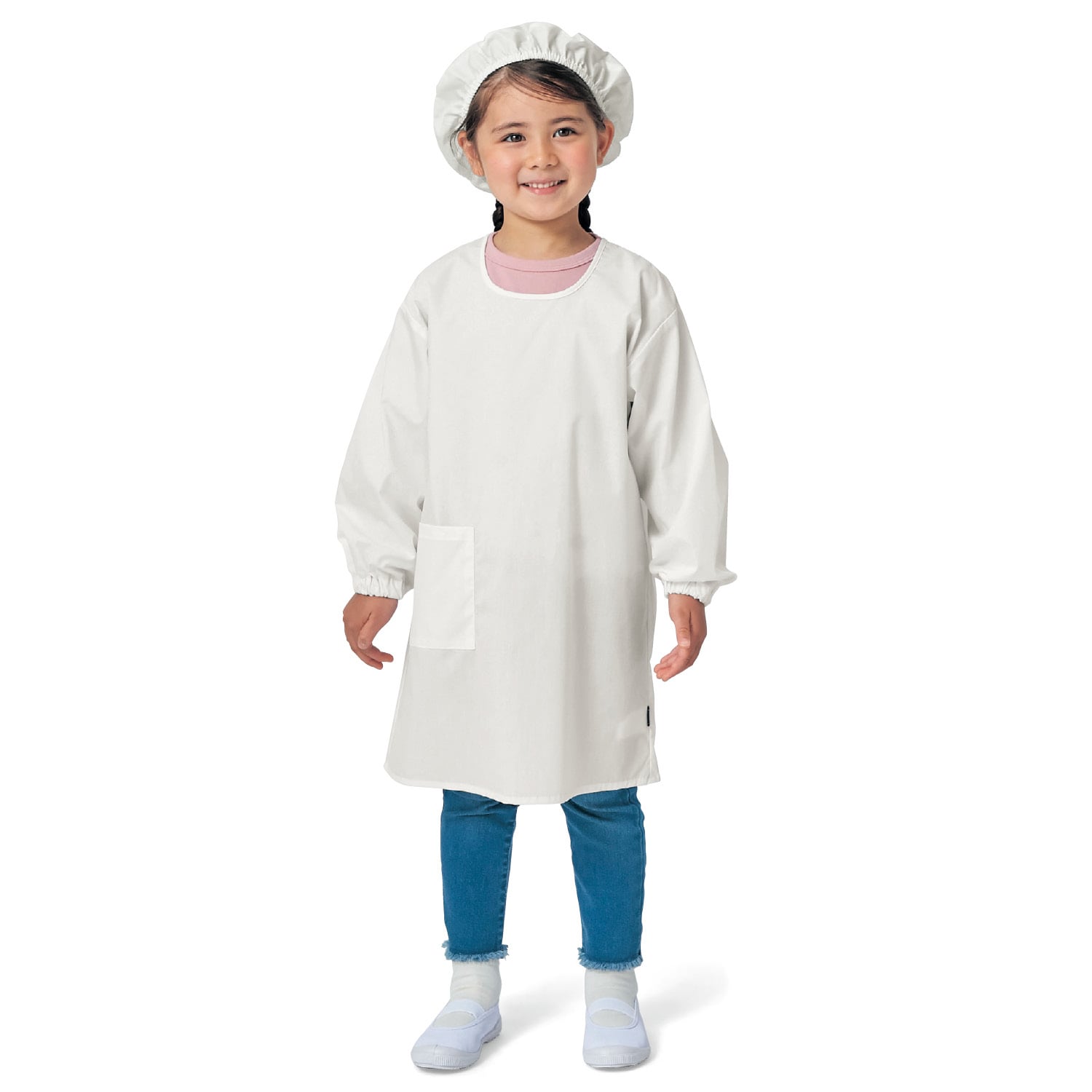 抗菌防臭加工白エプロン 80枚セット - 子ども用）給食衣・給食帽