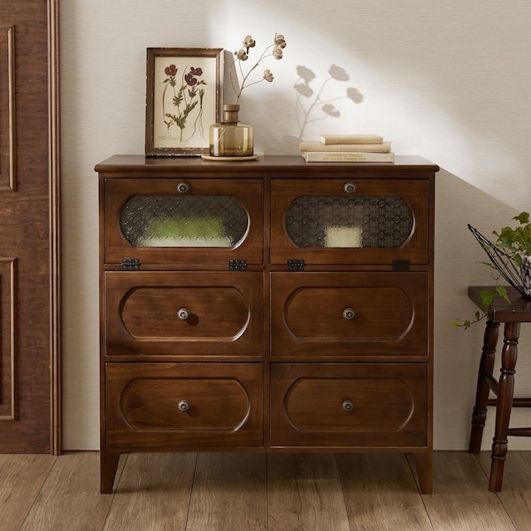 【ベルメゾン】古家具風デザインガラスのチェスト