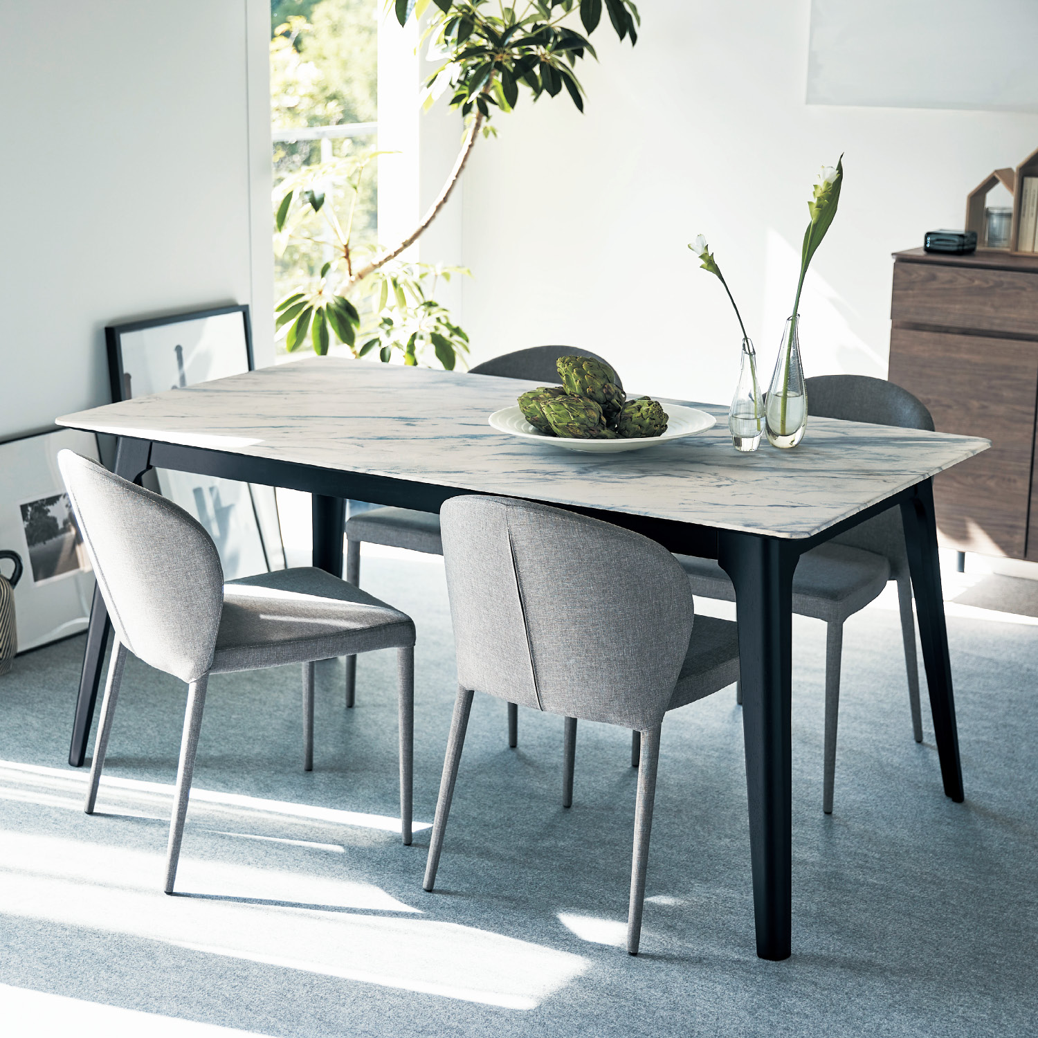 【ベルメゾン】メラミン天板の大理石柄ダイニングテーブル