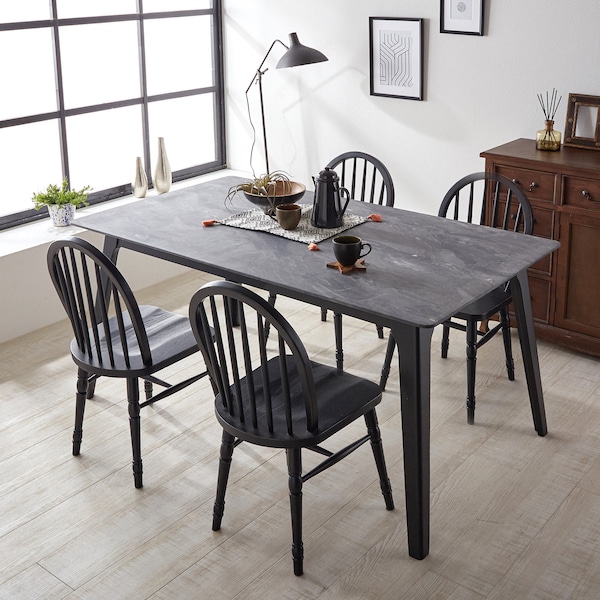 【ベルメゾン】メラミン天板の天然石柄ダイニングテーブル
