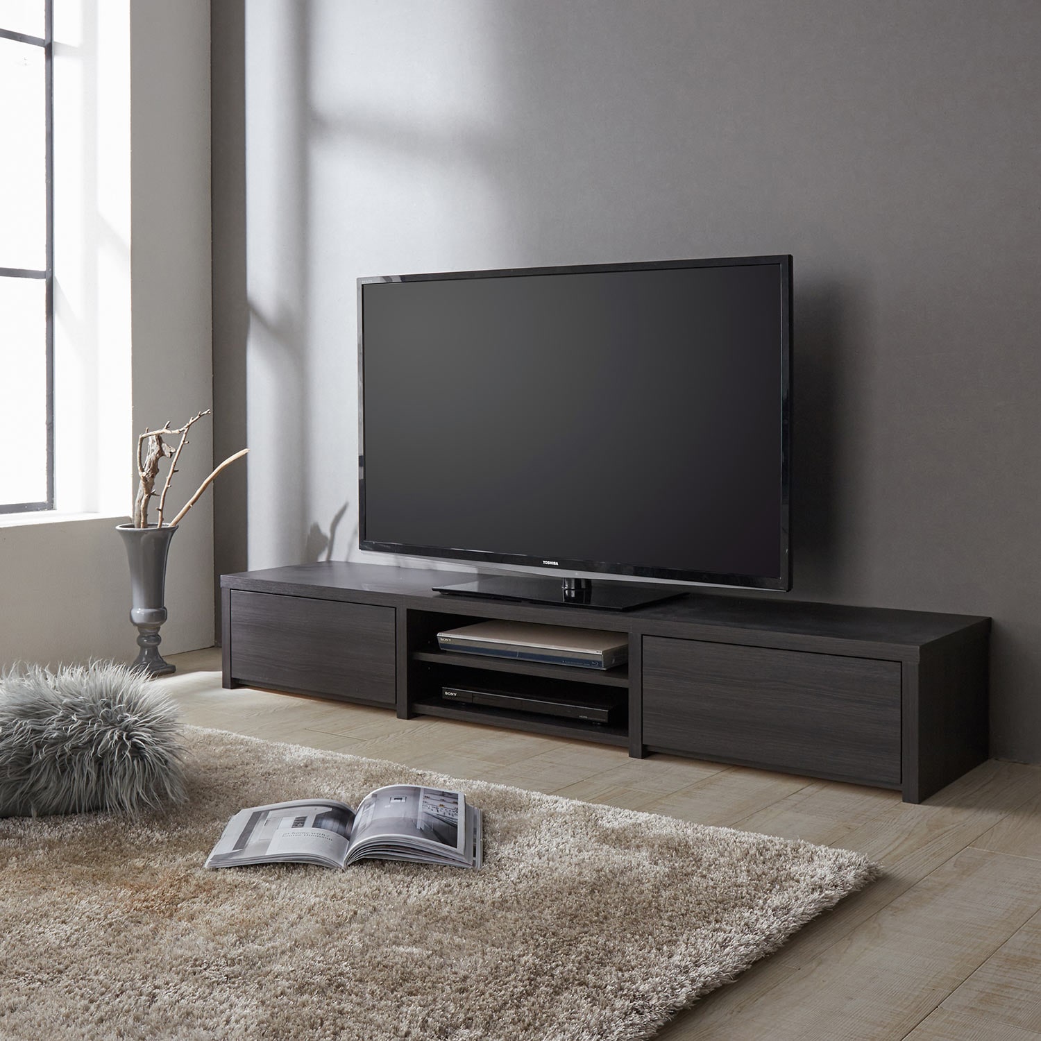テレビ台180cm 75インチ対応 簡易組立 ブラウン　簡単組立　テレビボード