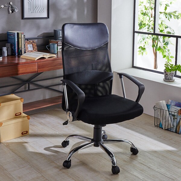 【ベルメゾン】メッシュ素材のハイバックロッキングデスクチェア