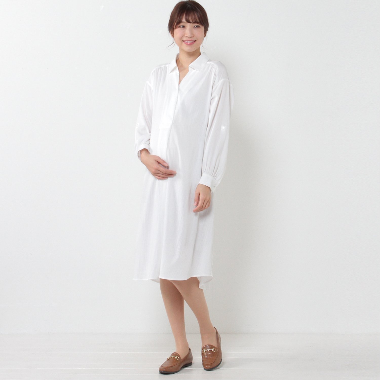 産後授乳もしやすい マタニティサイズスラブaラインシャツワンピース 通販のベルメゾンネット 産後授乳もしやすい マタニティサイズスラブaラインシャツワンピース 通販のベルメゾンネット