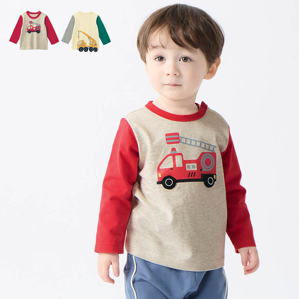 【ミテテ/mitete】はたらくのりものあそべる長袖Tシャツ 【ベビー服 子供服 長袖】