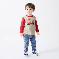 オートミール×レッド／モデル身長88cm・90サイズ着用