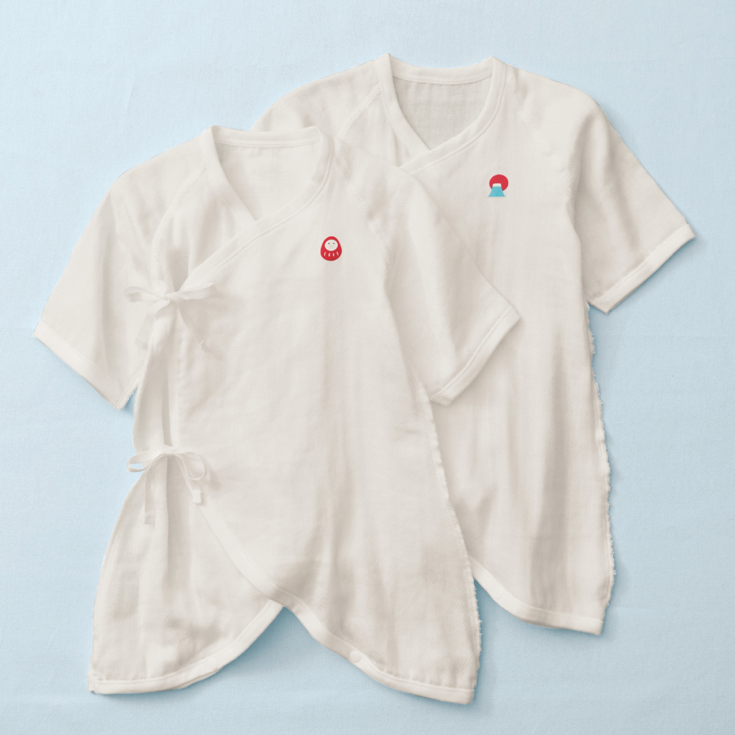 【ベルメゾン】日本製 蓬莱ガーゼコンビ肌着2柄セット 【ベビー服 新生児】