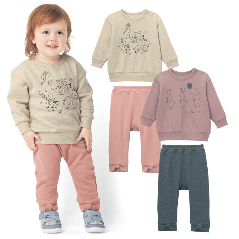 裏毛スウェットシャツ 裾リボンカエルパンツセット 女の子 ベビー服 通販のベルメゾンネット