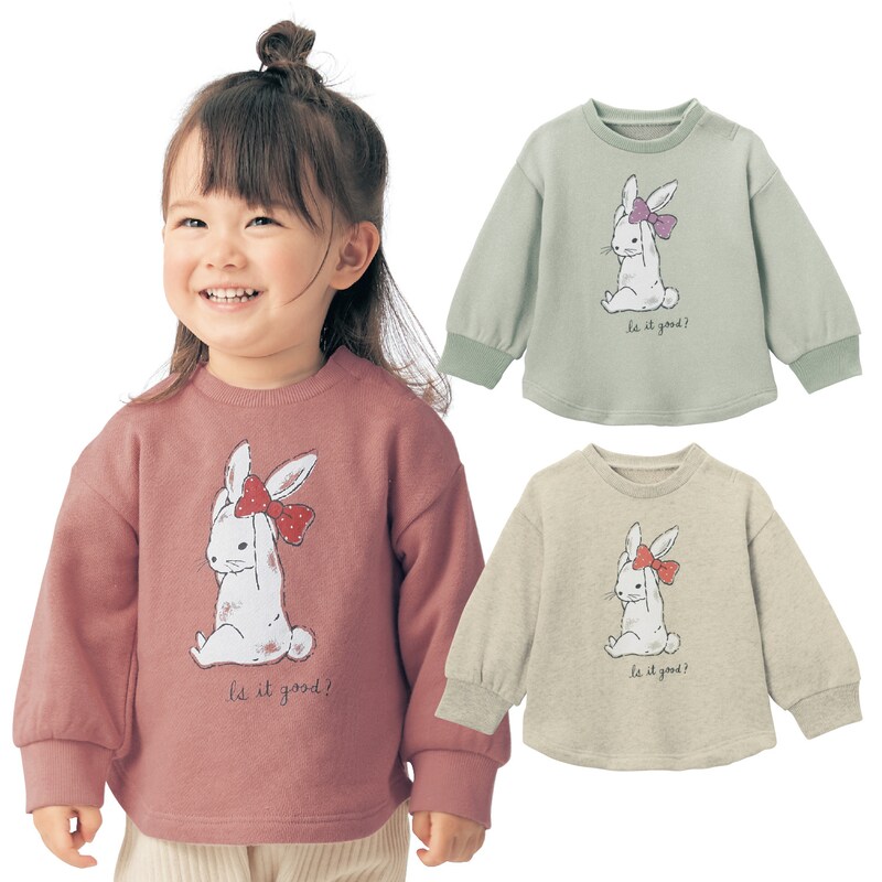 ゆるいタッチが可愛いプリントパフ袖裏毛スウェット 女の子 ベビー服 通販のベルメゾンネット