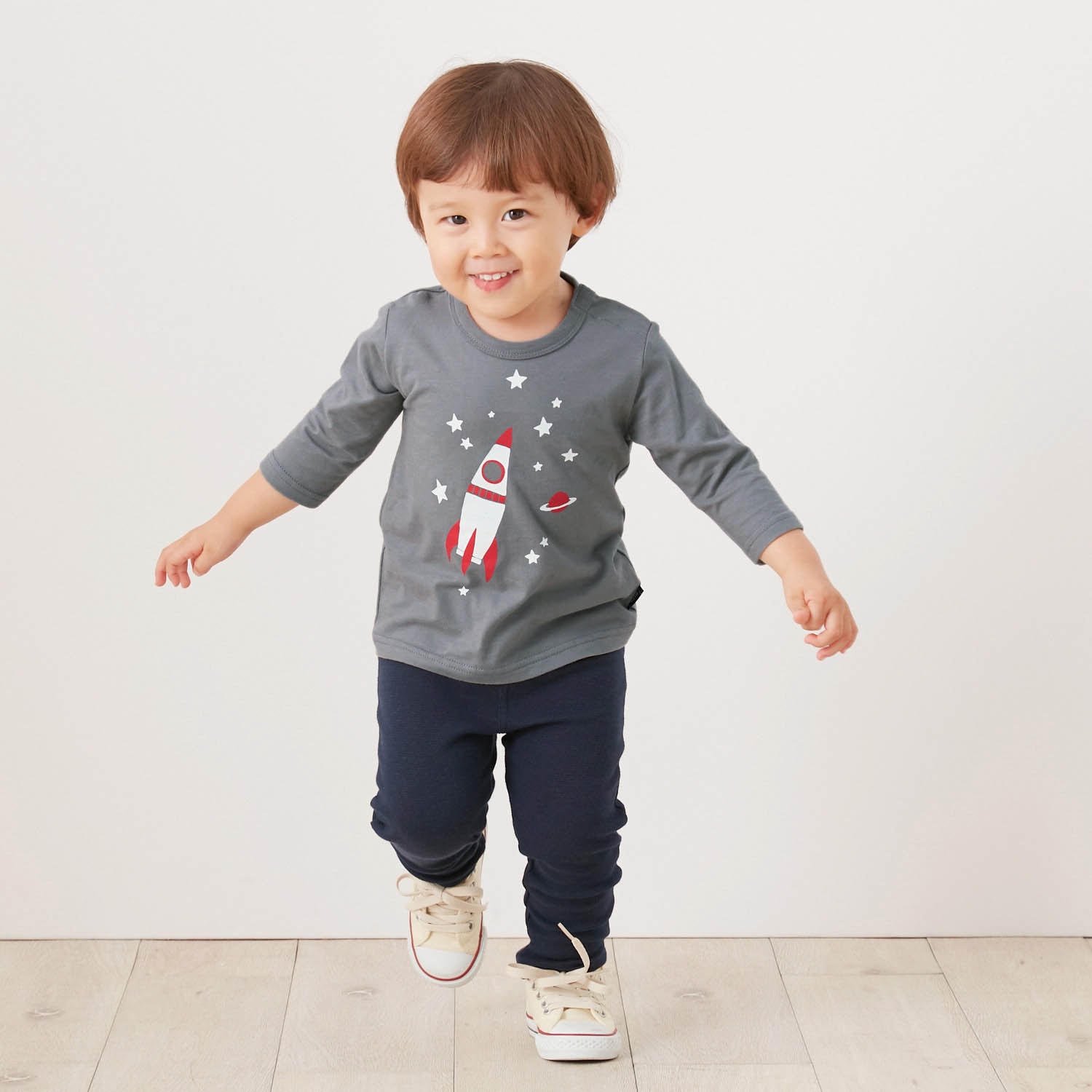 ワクワクプリントの七分袖Tシャツ5柄セット【子供服】【男の子