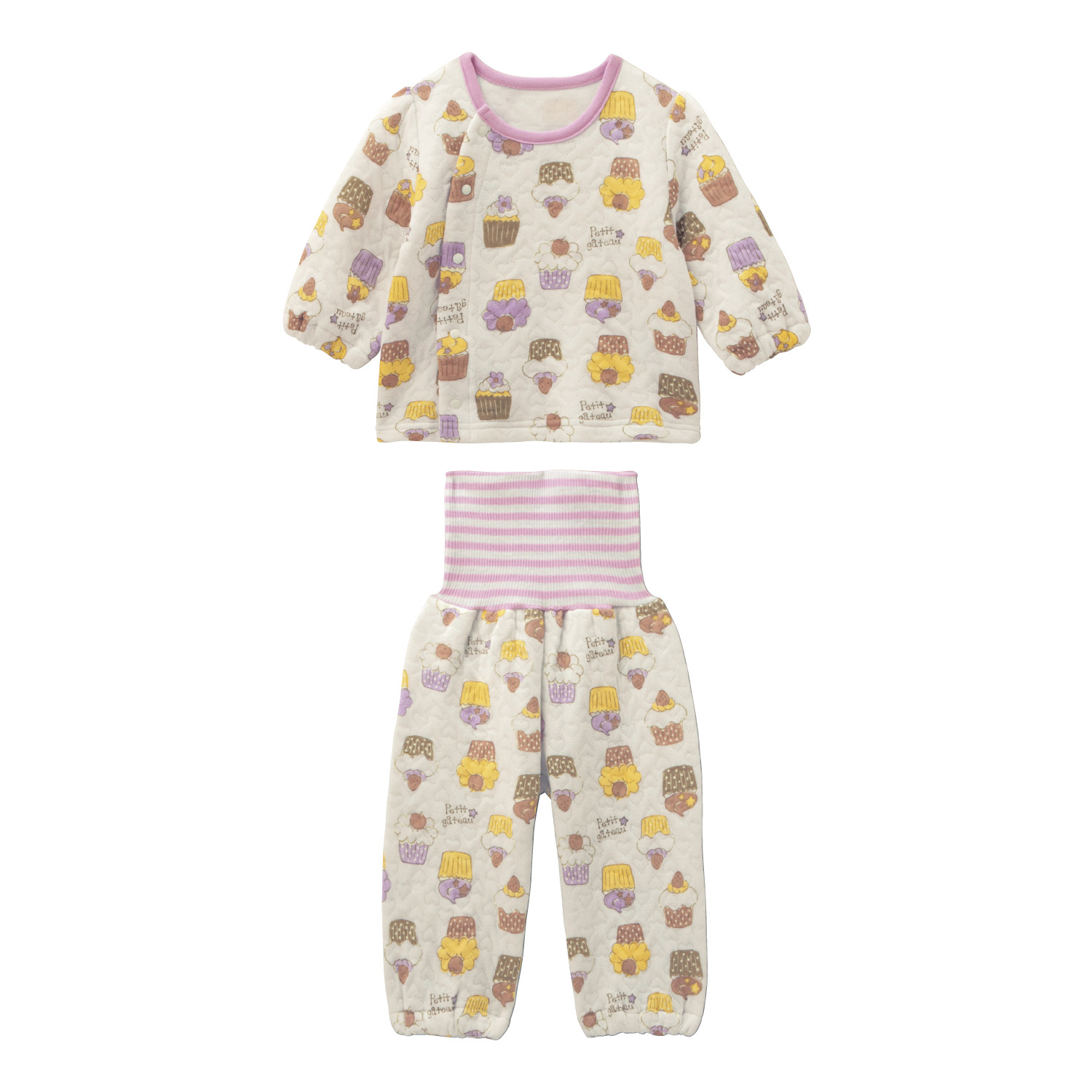 ベビー前開き腹巻付きガールズニットキルトパジャマ ベビー服 通販のベルメゾンネット ベビー前開き腹巻付きガールズニットキルトパジャマ ベビー服 通販のベルメゾンネット