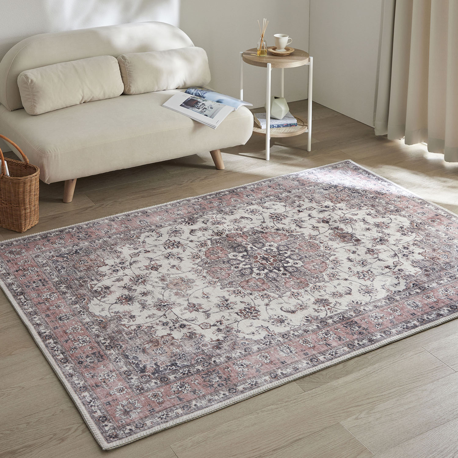 洗える!おしゃれなアンティーク風プリントのふわふわラグ 洗える!おしゃれなアンティーク風プリントのふわふわラグ