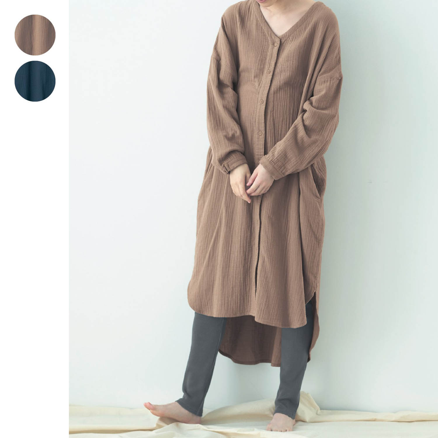 入院準備に マタニティサイズダブルガーゼワンピース ワッフルレギンスパジャマ 産前 産後 長袖 通販のベルメゾンネット 入院準備に マタニティサイズダブルガーゼワンピース ワッフルレギンスパジャマ 産前 産後 長袖 通販のベルメゾンネット