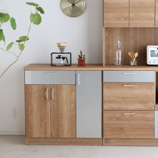 【ベルメゾン】シャビーナチュラルの木目調キッチンカウンター[日本製]