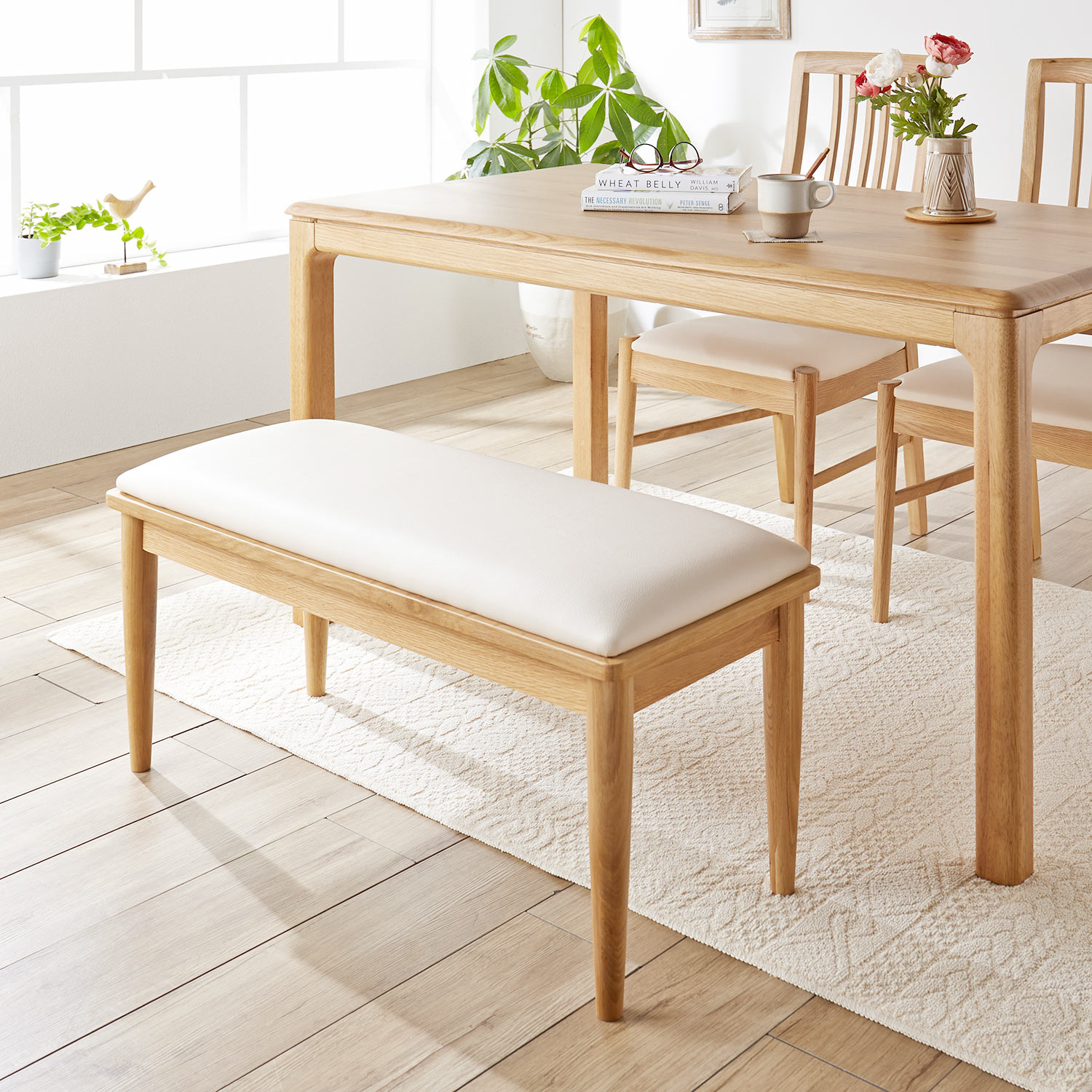 【ベルメゾン】天然木のダイニングベンチ