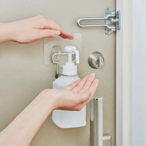 壁面吸着プッシュ式除菌ボトルホルダー 【玄関で手指を清潔に】