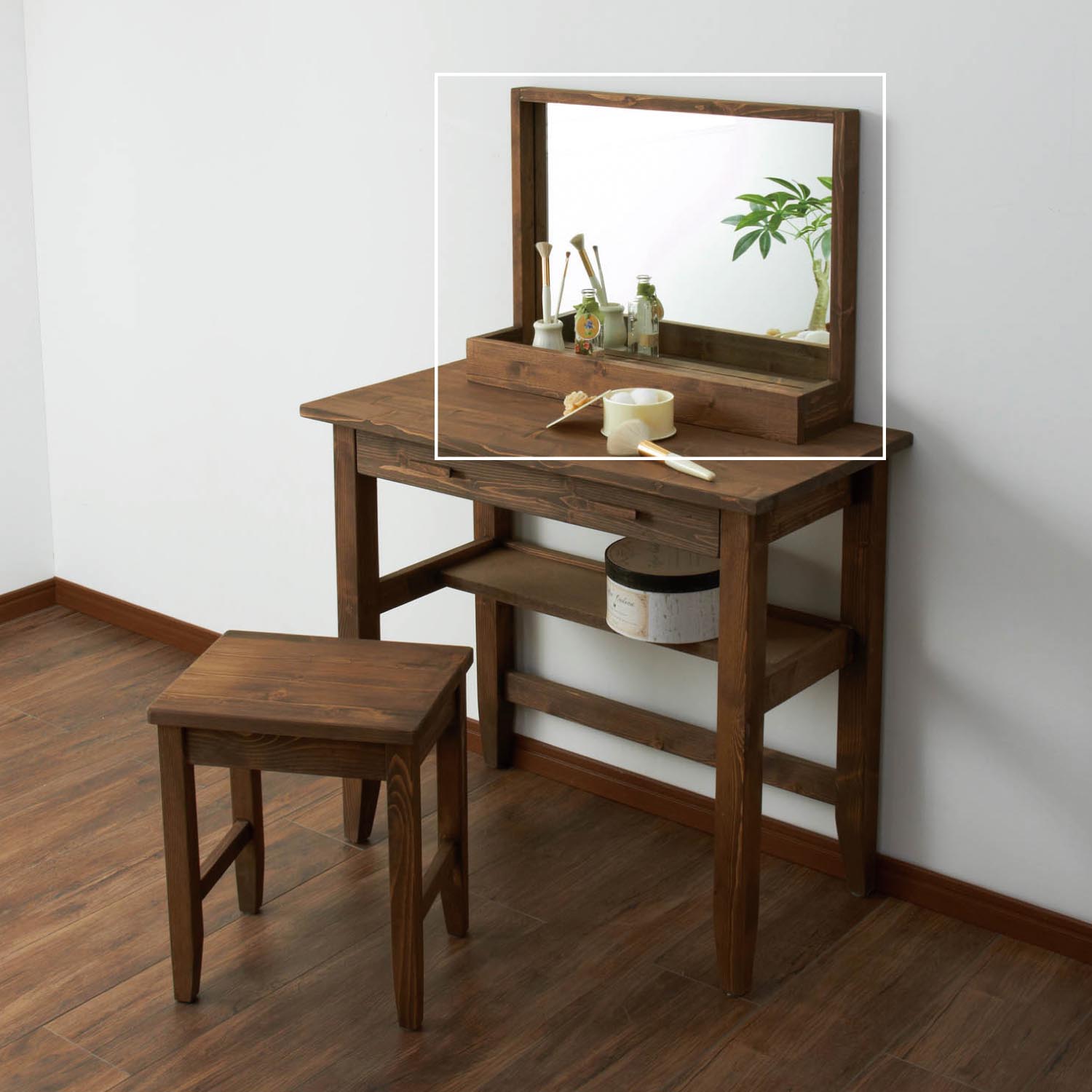 【ベルメゾン】アンティーク調デスクミラーラック