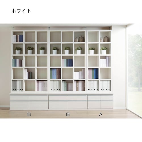 ［日本製］A4ファイルが美しく収納できる突っ張りオープン本棚