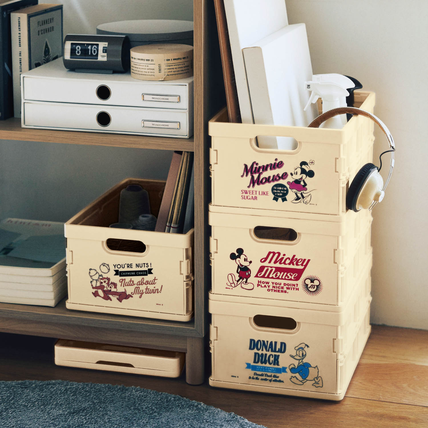 1回のみお届け】［くまのプーさん］ 折りたたみコンテナ・ホワイト