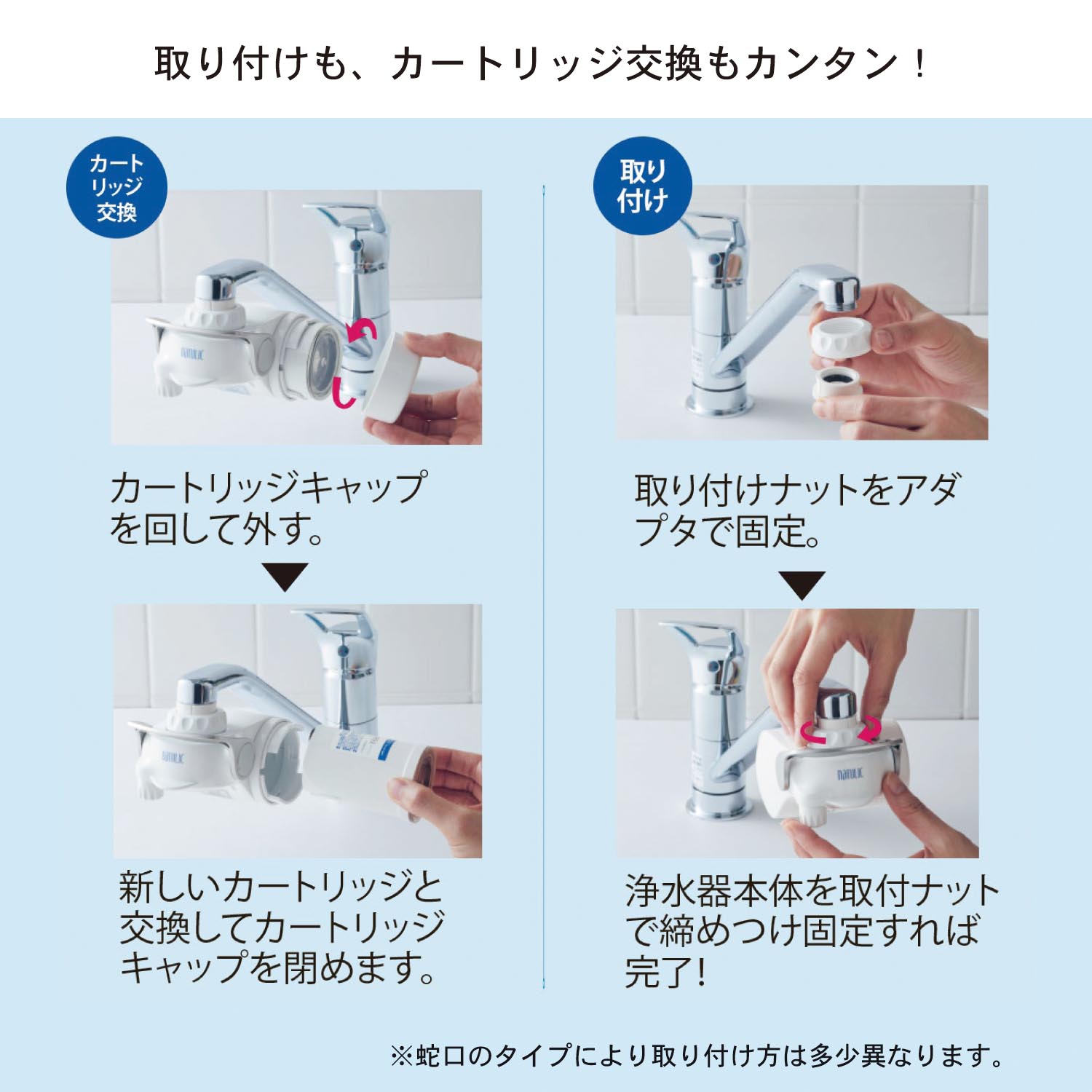 【定期お届け】［1ヵ月コース］ 高性能浄水器 「クイックナチュリック」カートリッジ（トリハロメタン高除去タイプ） ：ワンパターン