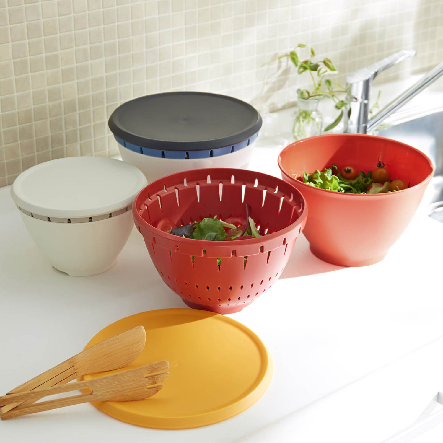 【ベルメゾン】蓋付きざる & ボウルセット 【蒸し器にも 電子レンジ使用可】 【ベルメゾン】蓋付きざる & ボウルセット 【蒸し器にも 電子レンジ使用可】