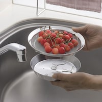 水切りしてそのま食卓へ［盆ザル16］　　※まる型トレーは別売です
