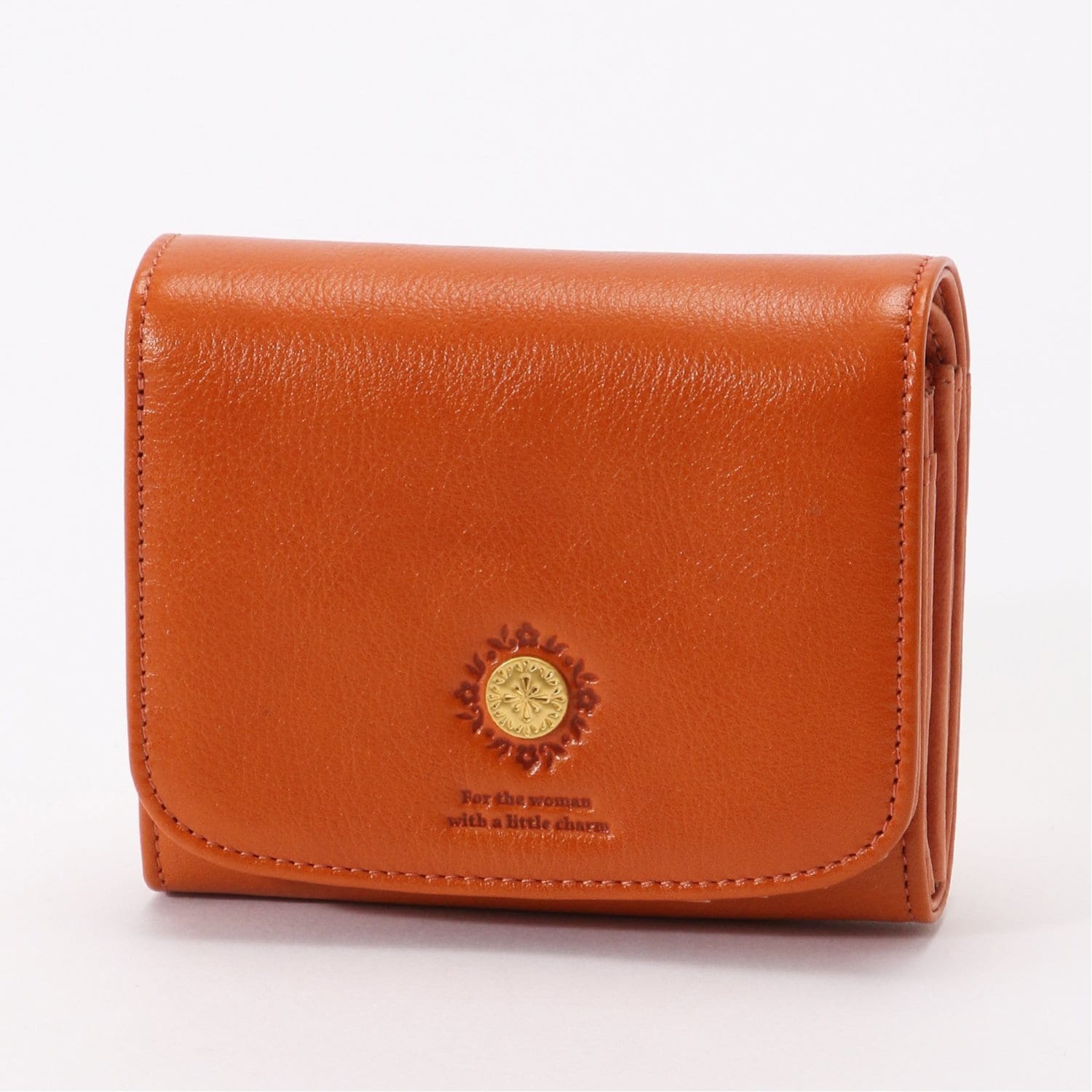 オリジナルブローチ付き牛革二つ折り財布／「コクーン」シリーズ（二 